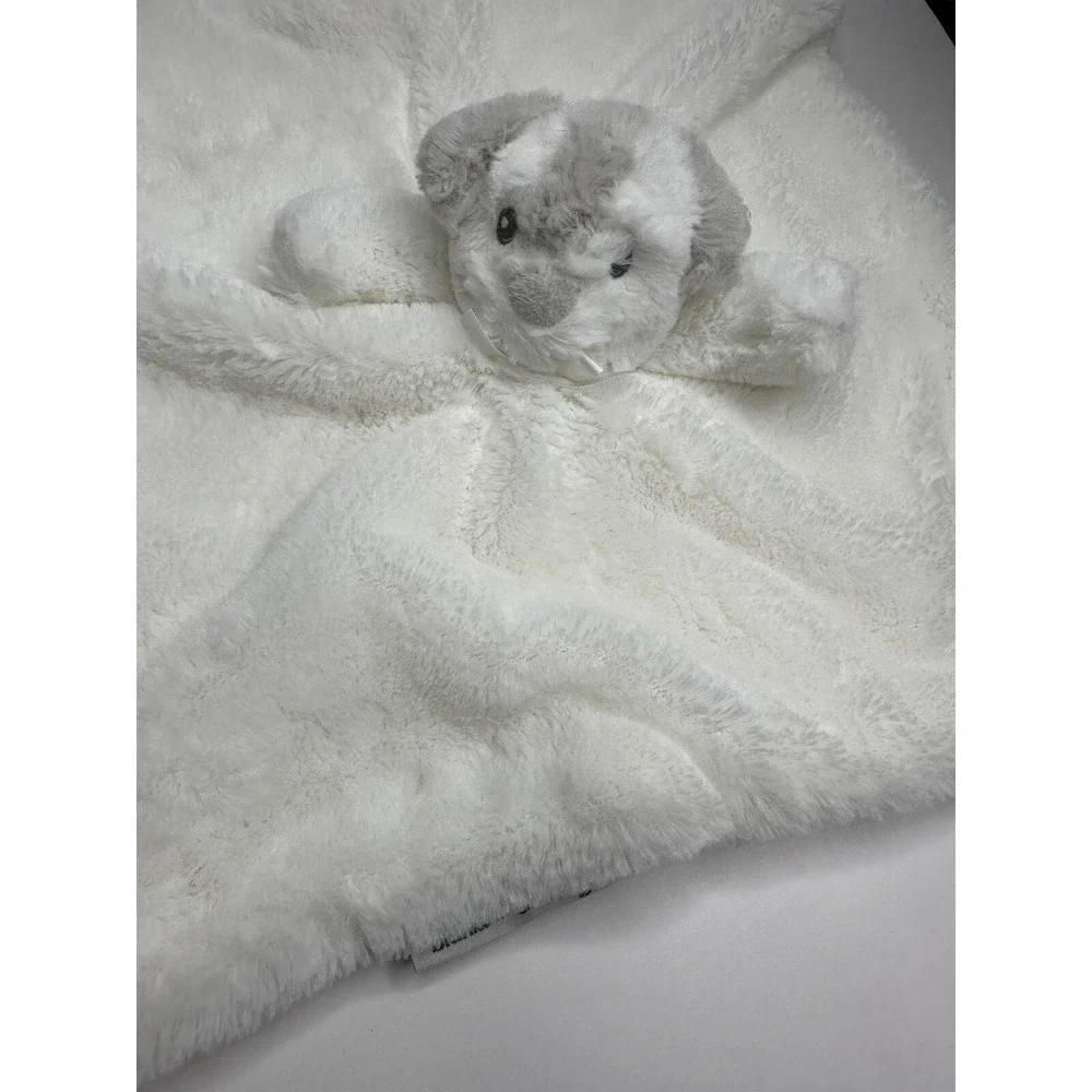 Blankets and Beyond Dog Security Blanket White Gray Puppy Soft Baby Lovey EUC